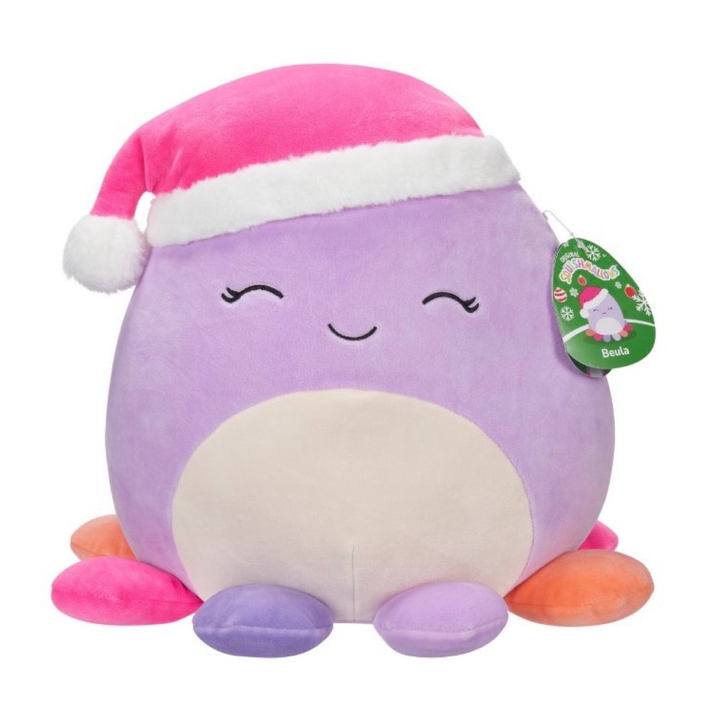 Holiday Christmas Squishmallows Beula the Octopus Santa Hat 12" Stuffed Plush